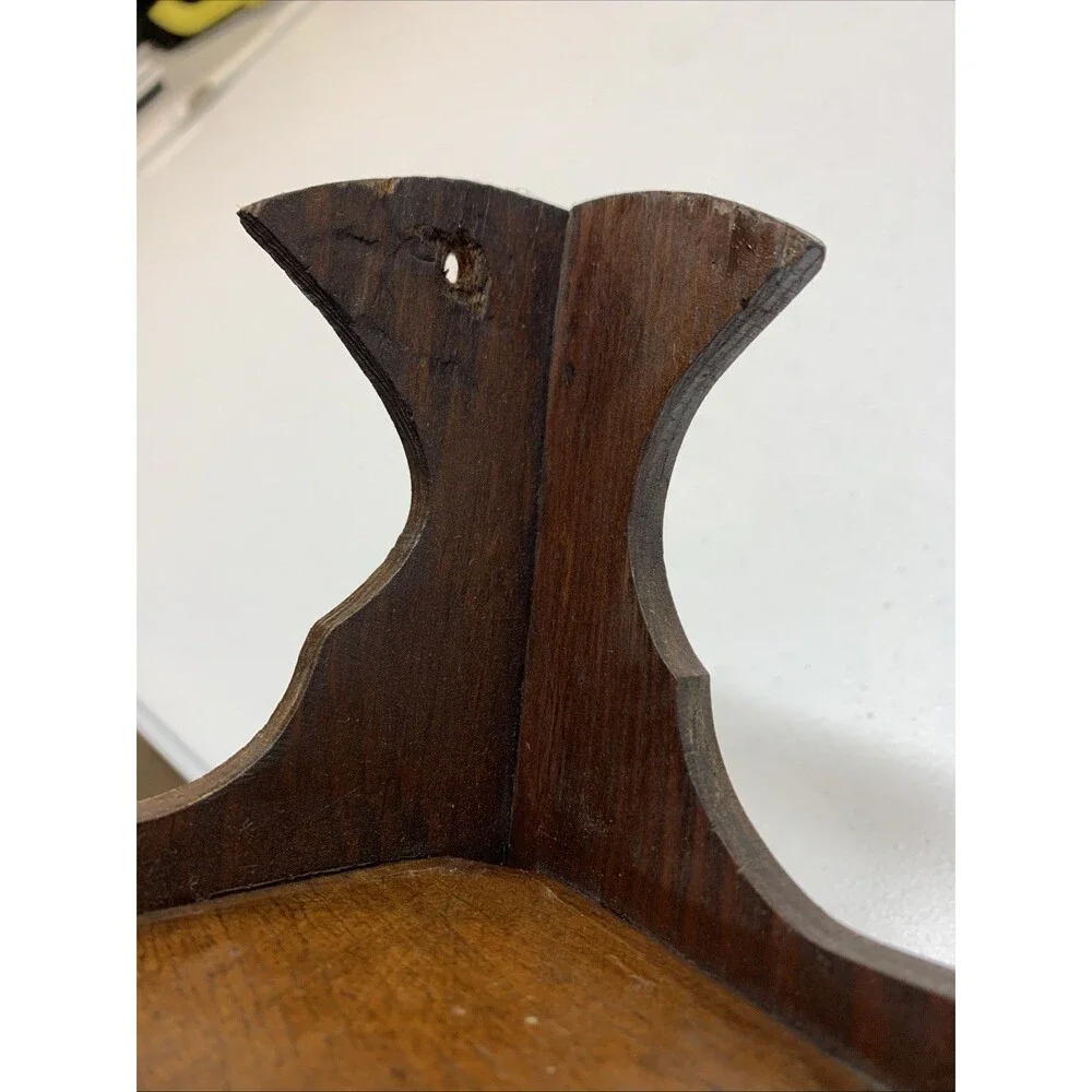 Antique Hand Cut Ornate Three Tiered Wood Corner Shelf Nick Nack
